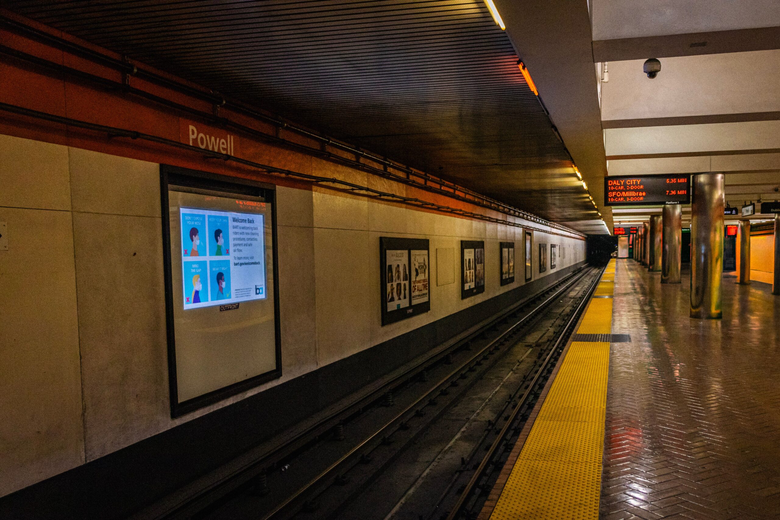 Powell Street BART station platform in downtown San Francisco