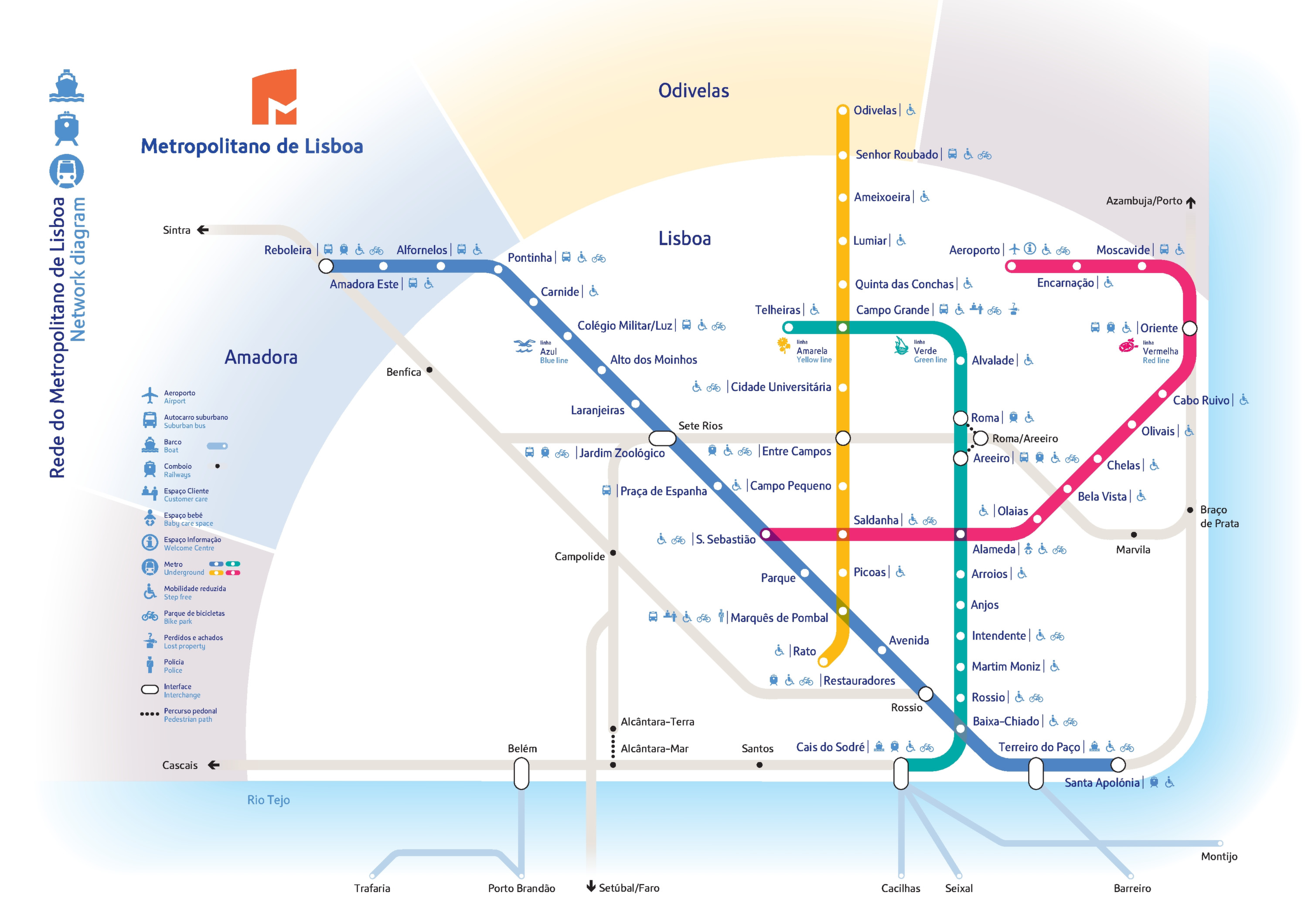 Lisbon Metro Map showing the Metropolitano de Lisboa network diagram, August 2026 edition.