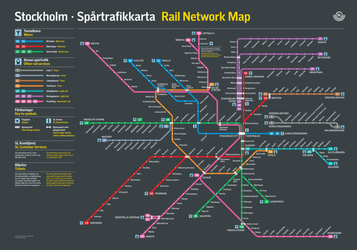 ᐅ Stockholm Metro Map 2018 die Stockholm »Tunnelbana«